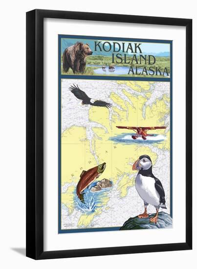 Kodiak Island, Alaska - Nautical Chart-Lantern Press-Framed Art Print