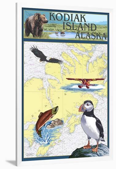 Kodiak Island, Alaska - Nautical Chart-Lantern Press-Framed Art Print