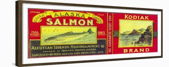 Kodiak Salmon Can Label - Kodiak Island, AK-Lantern Press-Framed Premium Giclee Print