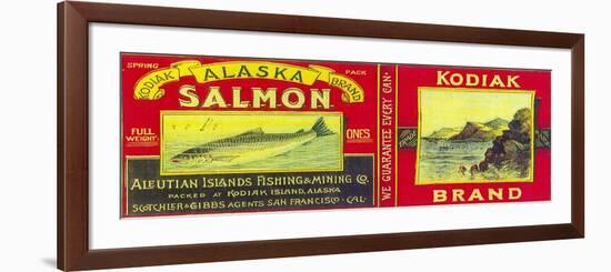 Kodiak Salmon Can Label - Kodiak Island, AK-Lantern Press-Framed Premium Giclee Print