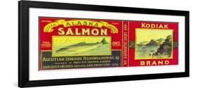 Kodiak Salmon Can Label - Kodiak Island, AK-Lantern Press-Framed Premium Giclee Print