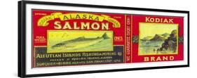 Kodiak Salmon Can Label - Kodiak Island, AK-Lantern Press-Framed Premium Giclee Print