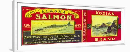 Kodiak Salmon Can Label - Kodiak Island, AK-Lantern Press-Framed Premium Giclee Print