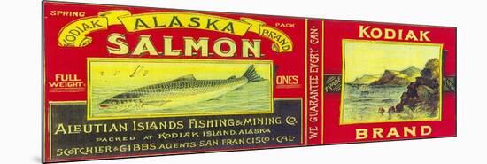 Kodiak Salmon Can Label - Kodiak Island, AK-Lantern Press-Mounted Premium Giclee Print