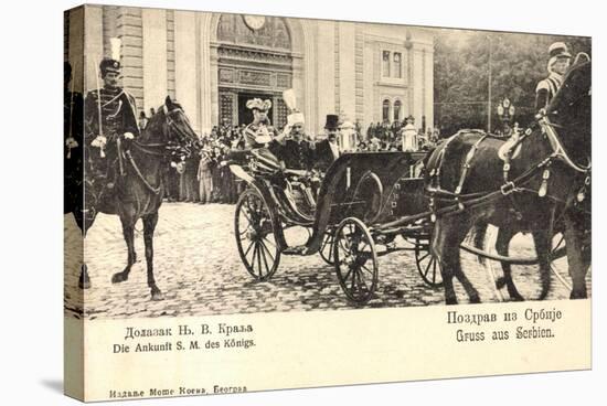 König Von Serbien in Offener Kutsche, Uniformen-null-Stretched Canvas