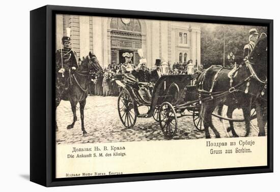 König Von Serbien in Offener Kutsche, Uniformen-null-Framed Stretched Canvas