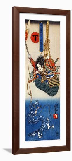 Koga Saburo Suspendeding a Basket Watching a Dragon-Kuniyoshi Utagawa-Framed Giclee Print