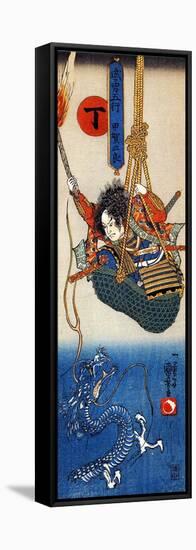 Koga Saburo Suspendeding a Basket Watching a Dragon-Kuniyoshi Utagawa-Framed Stretched Canvas