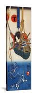 Koga Saburo Suspendeding a Basket Watching a Dragon-Kuniyoshi Utagawa-Stretched Canvas