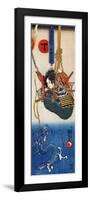 Koga Saburo Suspendeding a Basket Watching a Dragon-Kuniyoshi Utagawa-Framed Premium Giclee Print