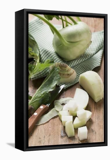 Kohlrabi, Partly Diced-Eising Studio - Food Photo and Video-Framed Stretched Canvas