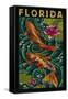 Koi Paper Mosaic - Florida-Lantern Press-Framed Stretched Canvas