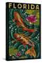 Koi Paper Mosaic - Florida-Lantern Press-Stretched Canvas