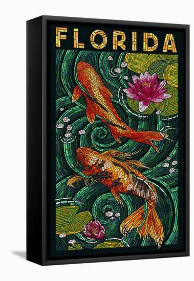 Koi Paper Mosaic - Florida-Lantern Press-Framed Stretched Canvas