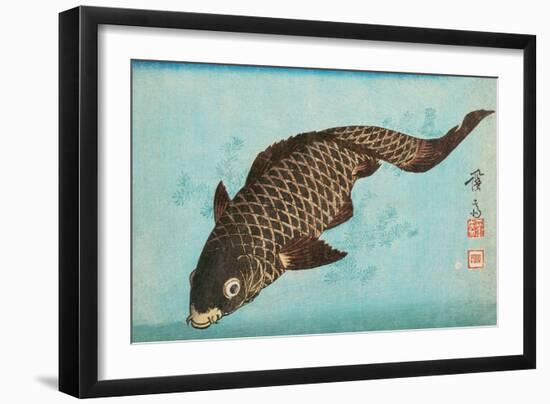 Koi, Pub.1842 (Colour Woodblock Print)-Keisai (1790-1848) Eisen-Framed Giclee Print