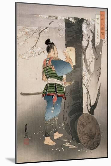 Kojima Takanori Writing a Poem on a Cherry Tree, from the Series, 'Pictures of Flowers of Japan',…-Ogata Gekko-Mounted Giclee Print