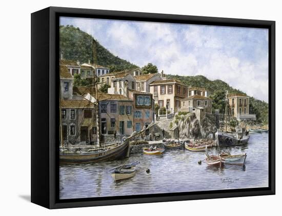 Kokkari Samos, Greece, Fisherman's Corner-Stanton Manolakas-Framed Stretched Canvas