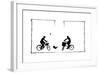 Koko Runs Between Two Cyclists-Mary Baker-Framed Giclee Print