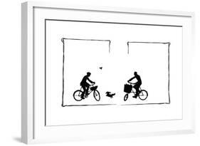 Koko Runs Between Two Cyclists-Mary Baker-Framed Giclee Print