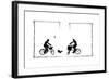 Koko Runs Between Two Cyclists-Mary Baker-Framed Giclee Print