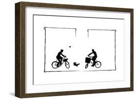 Koko Runs Between Two Cyclists-Mary Baker-Framed Giclee Print