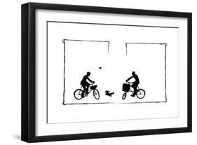 Koko Runs Between Two Cyclists-Mary Baker-Framed Giclee Print