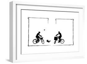 Koko Runs Between Two Cyclists-Mary Baker-Framed Giclee Print