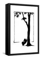 Koko the Dog Frightens a Kitten into a Tree-Mary Baker-Framed Stretched Canvas
