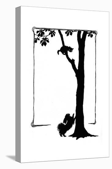 Koko the Dog Frightens a Kitten into a Tree-Mary Baker-Stretched Canvas