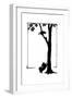 Koko the Dog Frightens a Kitten into a Tree-Mary Baker-Framed Premium Giclee Print