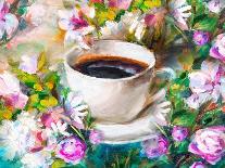 A Cup of Coffee Among Flowers-Koliadzynska Iryna-Framed Art Print