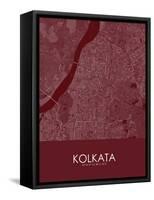 Kolkata, India Red Map-null-Framed Stretched Canvas