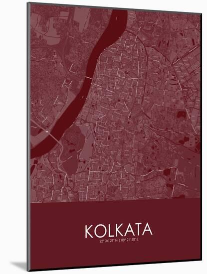 Kolkata, India Red Map-null-Mounted Poster