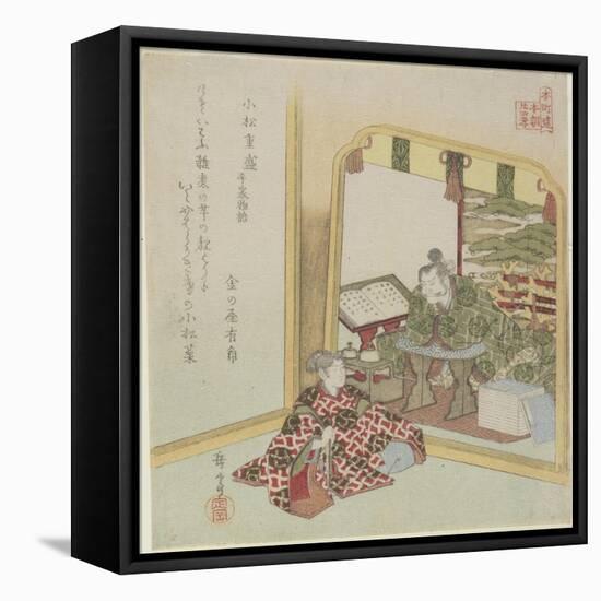 Komatsu Shigemori from the Tales of Heike, C. 1820-Yashima Gakutei-Framed Stretched Canvas