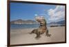 Komodo dragons on shore with saliva dripping from mouth, Komodo National Park, Indonesia-David Fleetham-Framed Photographic Print