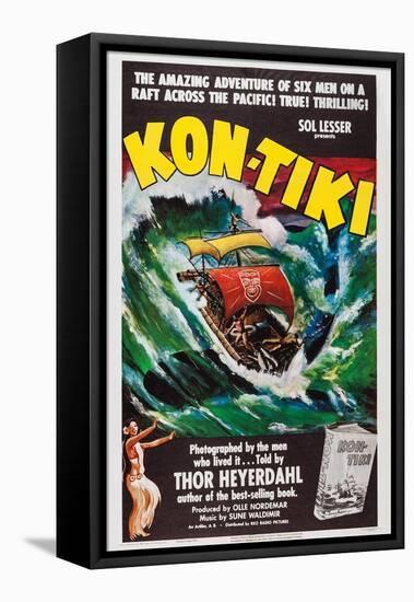 Kon-Tiki, Norwegian Poster, 1950-null-Framed Stretched Canvas