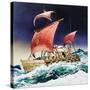 Kon-Tiki on its Epic Voyage-English School-Stretched Canvas