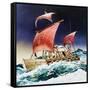 Kon-Tiki on its Epic Voyage-English School-Framed Stretched Canvas