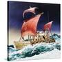 Kon-Tiki on its Epic Voyage-English School-Stretched Canvas