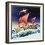 Kon-Tiki on its Epic Voyage-English School-Framed Giclee Print