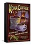 Kona Coffee - Hawaii-Lantern Press-Framed Stretched Canvas