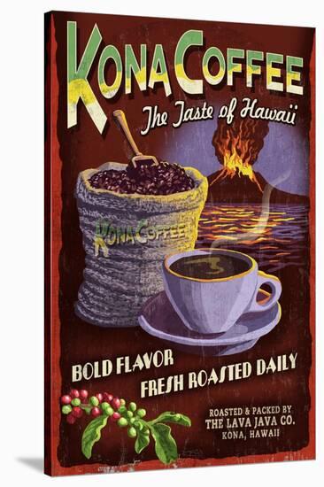 Kona Coffee - Hawaii-Lantern Press-Stretched Canvas