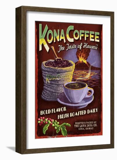 Kona Coffee - Hawaii-Lantern Press-Framed Art Print