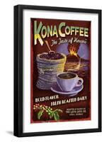 Kona Coffee - Hawaii-Lantern Press-Framed Art Print