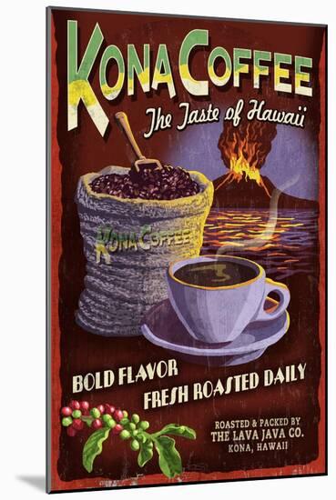 Kona Coffee - Hawaii-Lantern Press-Mounted Art Print