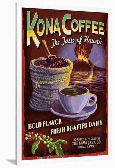 Kona Coffee - Hawaii-Lantern Press-Framed Art Print