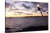 Kona, Hawaii, Big Island, Tiki Torch over Ocean at Kailua-Kona Beach-Bill Bachmann-Stretched Canvas