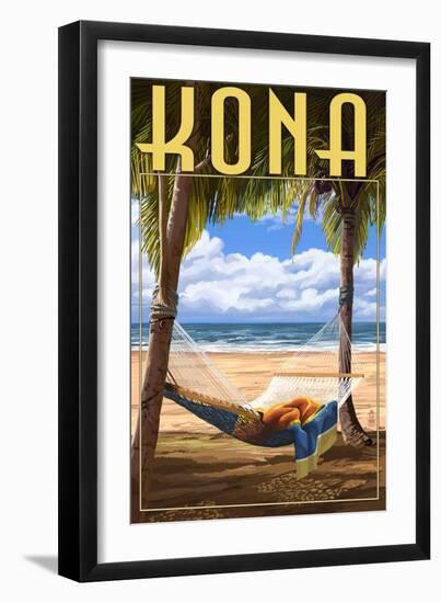 Kona, Hawaii - Hammock and Palms-Lantern Press-Framed Art Print