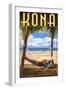 Kona, Hawaii - Hammock and Palms-Lantern Press-Framed Art Print