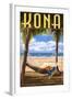 Kona, Hawaii - Hammock and Palms-Lantern Press-Framed Art Print